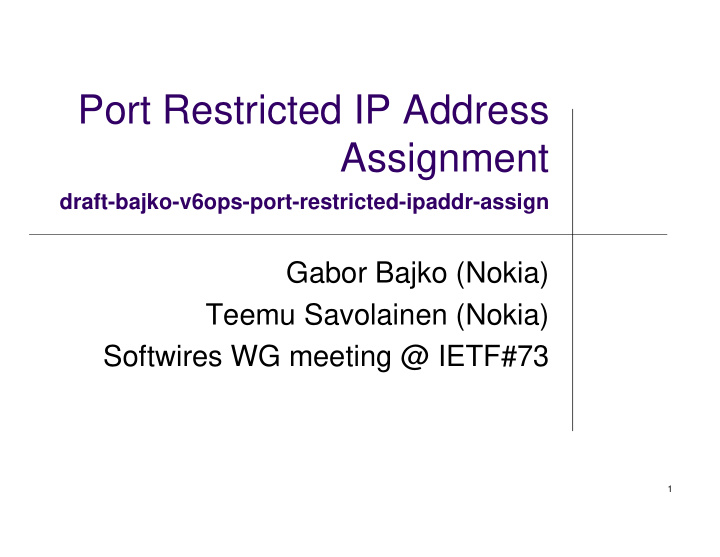 port restricted ip address assignment