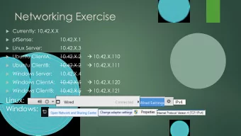 Networking Exercise  Currently: 10.42.X.X  pfSense:  10.42.X.1  Linux Server:  10.42.X.3