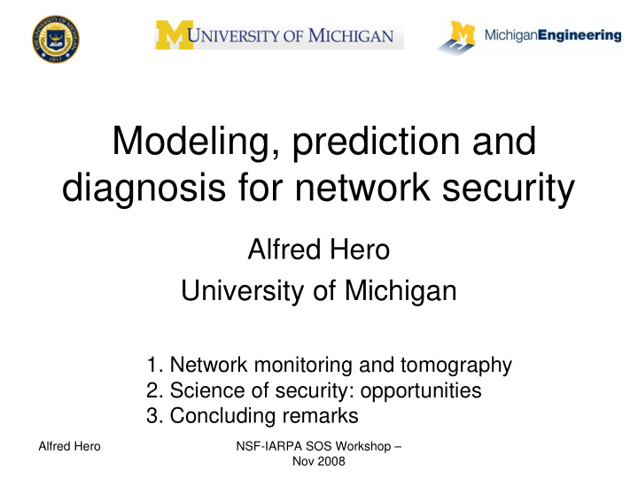 modeling prediction and diagnosis for network security