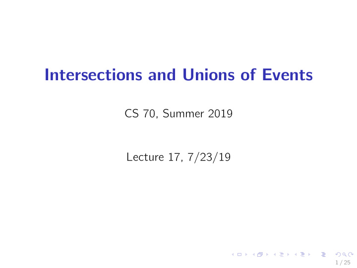 intersections and unions of events