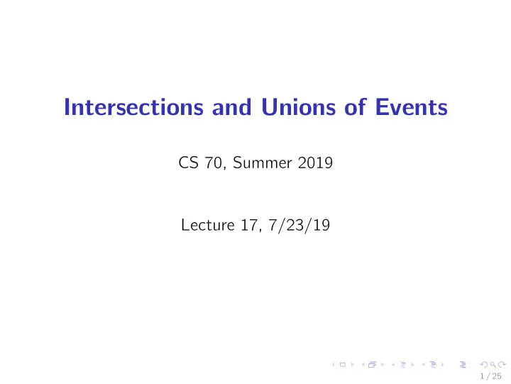 intersections and unions of events