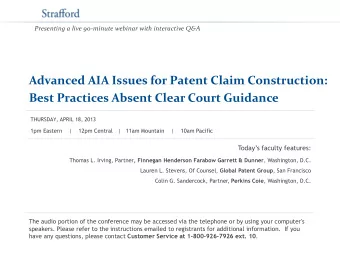 Advanced AIA Issues for Patent Claim Construction:  Best Practices Absent Clear Court Guidance