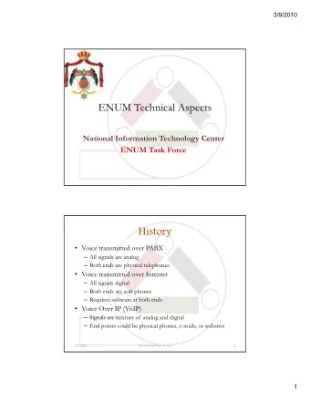 ENUM Technical Aspects  National Information Technology Center  National Information Technology