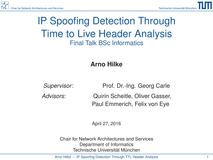ip spoofing detection through time to live header analysis
