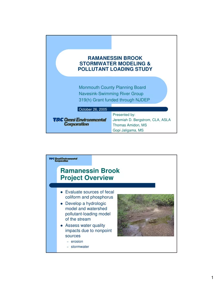 ramanessin brook project overview