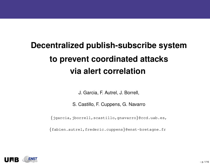 decentralized publish subscribe system to prevent