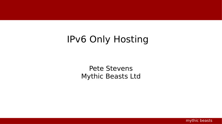 ipv6 only hosting