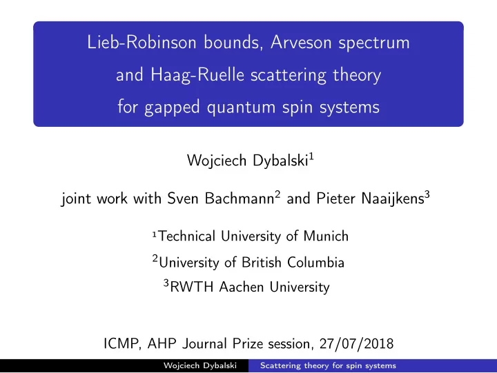 lieb robinson bounds arveson spectrum and haag ruelle