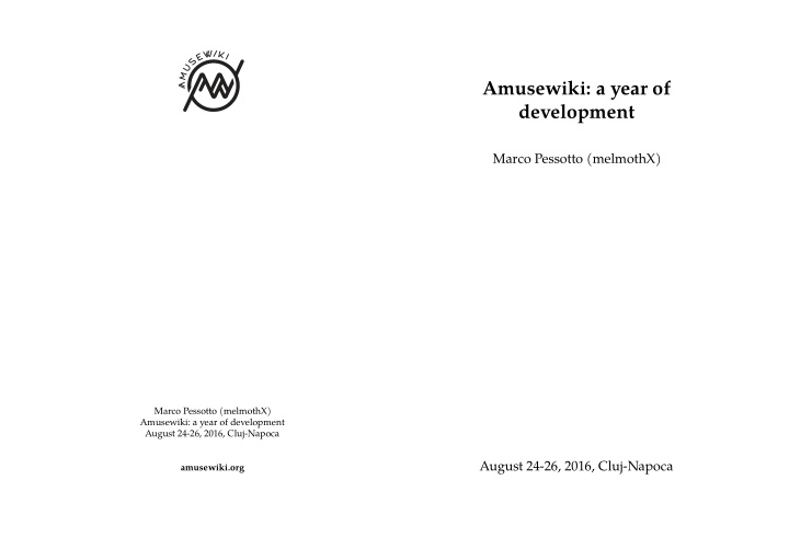 amusewiki a year of development