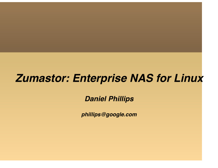 zumastor enterprise nas for linux