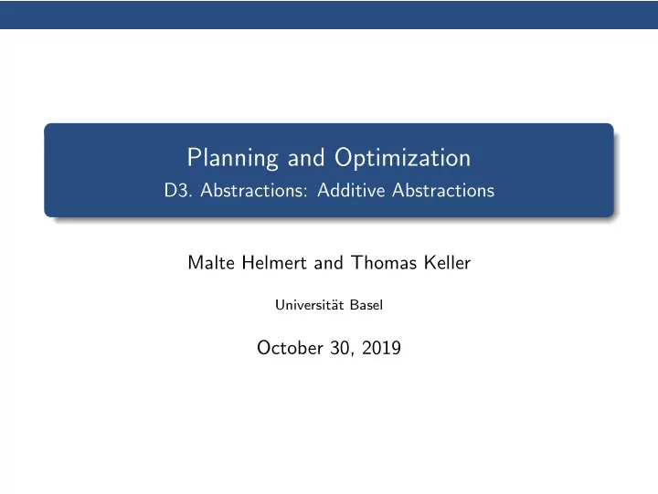 planning and optimization