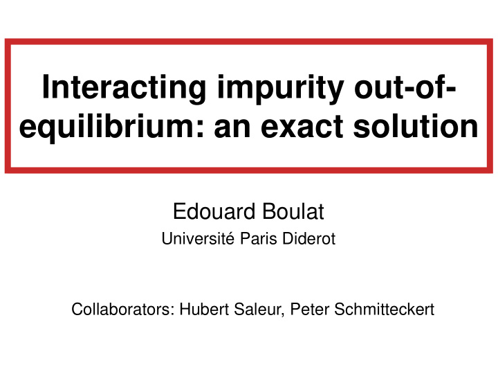 interacting impurity out of equilibrium an exact solution