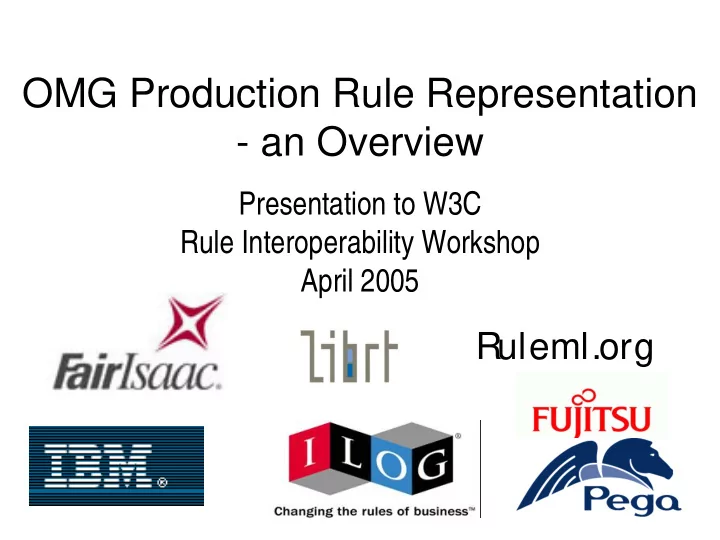 omg production rule representation an overview