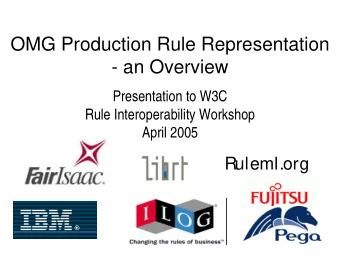 OMG Production Rule Representation  - an Overview  Presentation to W3C  Rule Interoperability