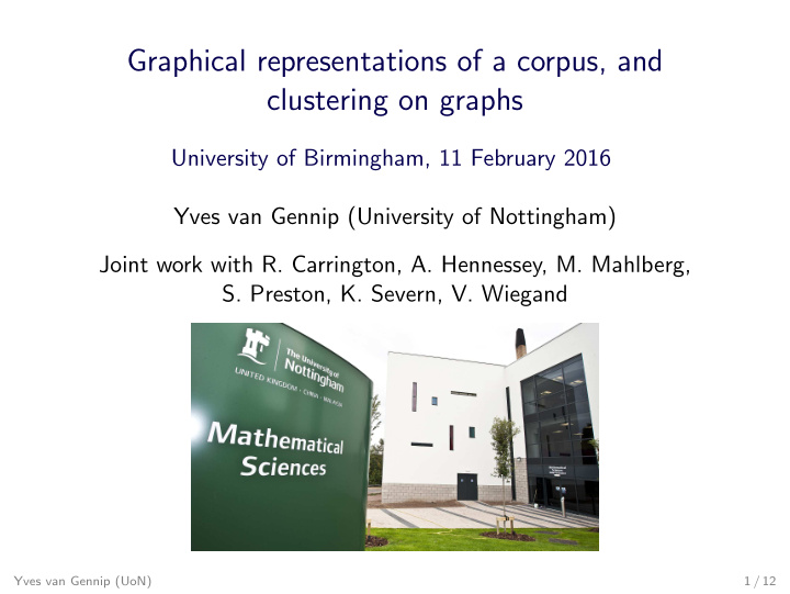 graphical representations of a corpus and clustering on