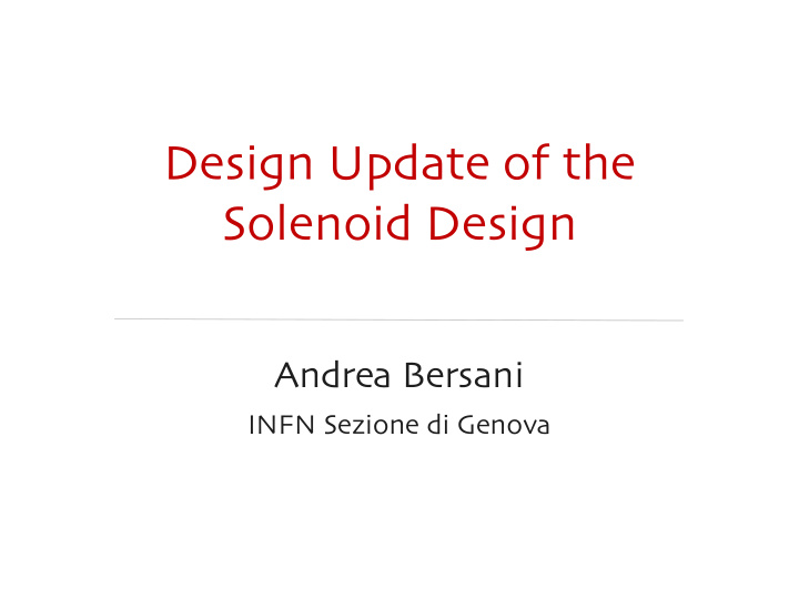 design update of the solenoid design