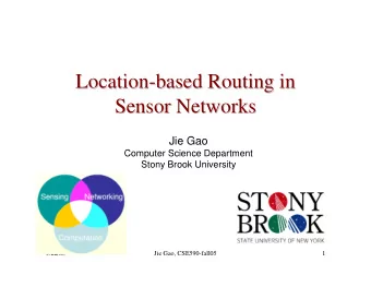Location-  -based Routing in  based Routing in  Location  Sensor Networks  Sensor Networks  Jie Gao