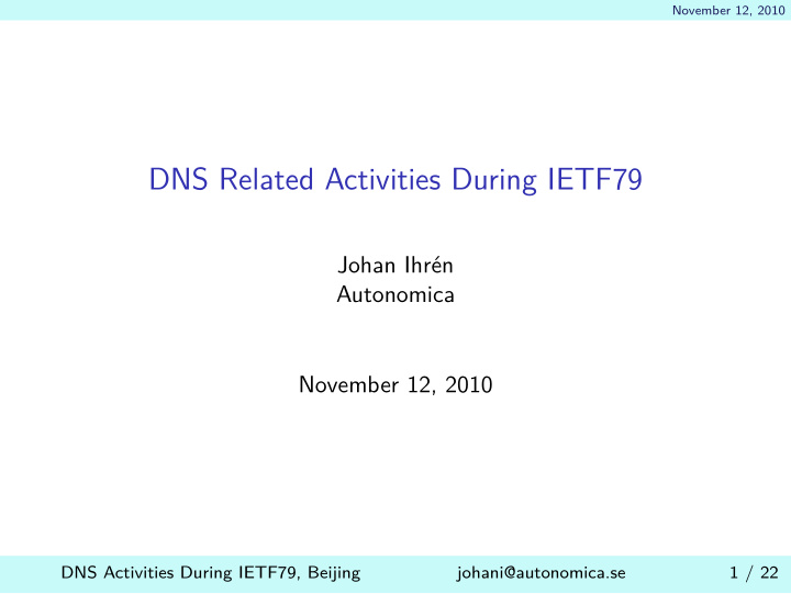 dns related activities during ietf79