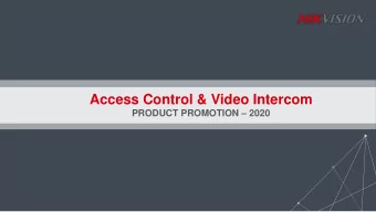 Access Control &amp; Video Intercom PRODUCT PROMOTION  2020  International Product Marketing