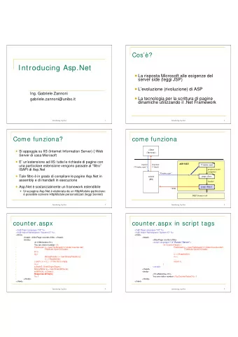 Introducing Asp.Net  La risposta Microsoft alle esigenze del  server side (leggi JSP)
