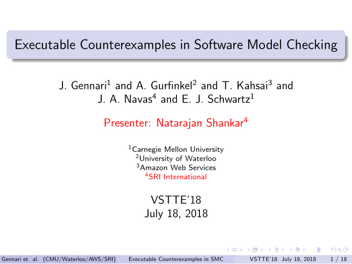 executable counterexamples in software model checking