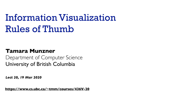 information visualization rules of thumb