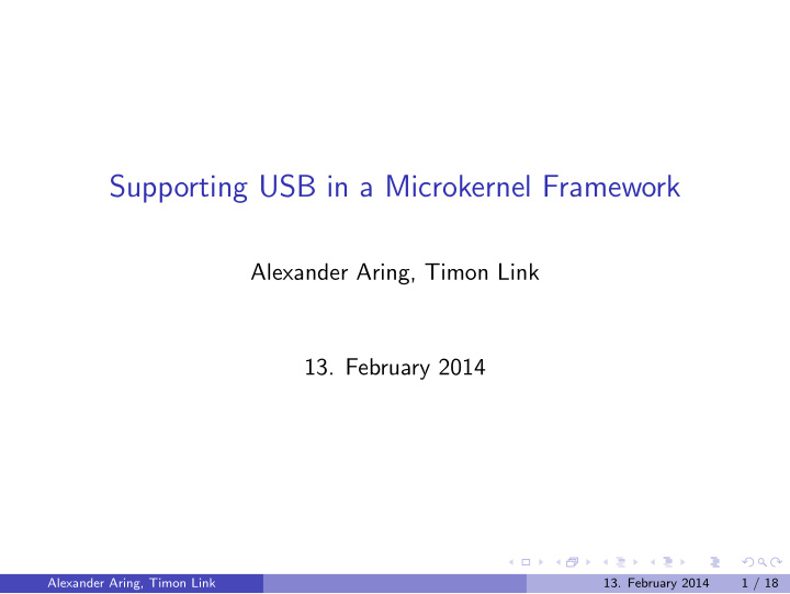 supporting usb in a microkernel framework