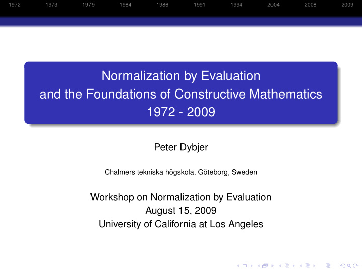 normalization by evaluation and the foundations of