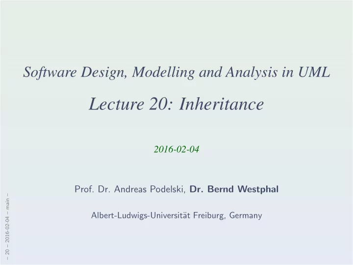 lecture 20 inheritance