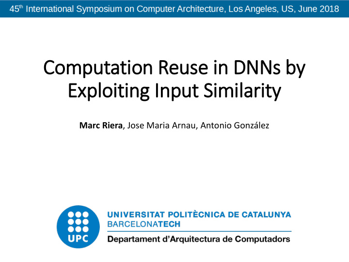 computatio ion reuse in in dnns by