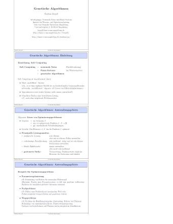 Genetische Algorithmen  Christian Borgelt  Arbeitsgruppe Neuronale Netze und Fuzzy-Systeme