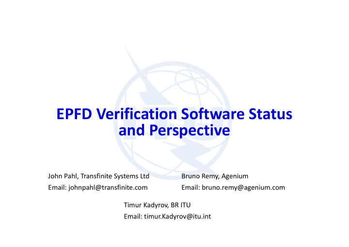 epfd verification software status and perspective