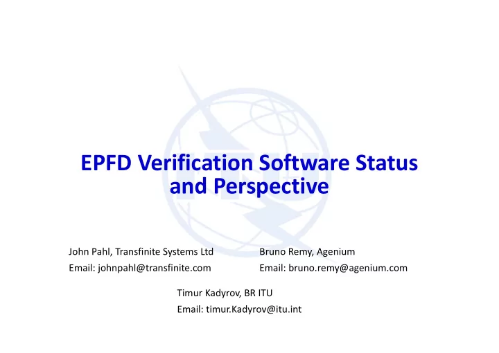 epfd verification software status and perspective
