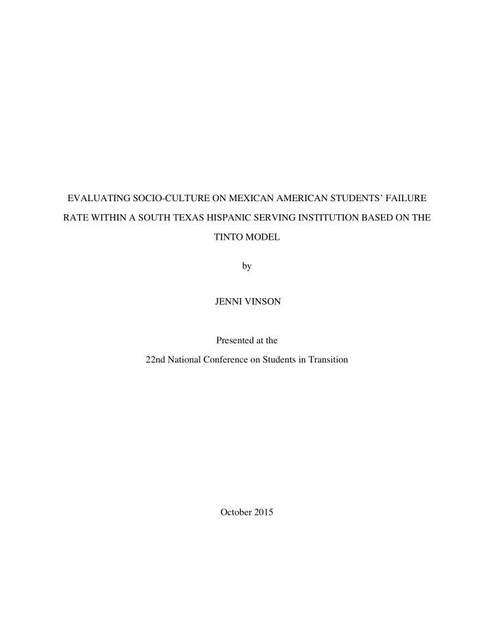 evaluating socio culture on mexican american students