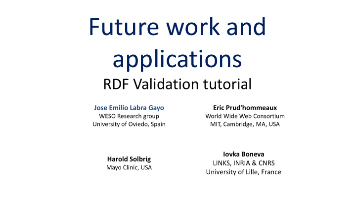 future work and applications