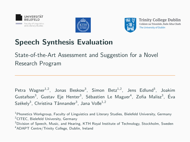 speech synthesis evaluation