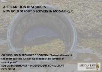 AFRICAN LION RESOURCES NEW GOLD DEPOSIT DISCOVERY IN MOZ AMBIQUE  CHIFUNDI GOLD PROVINCE DISCOVERY: