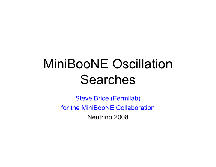 miniboone oscillation searches