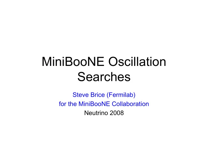 miniboone oscillation searches