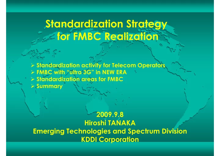 standardization strategy for fmbc realization for fmbc
