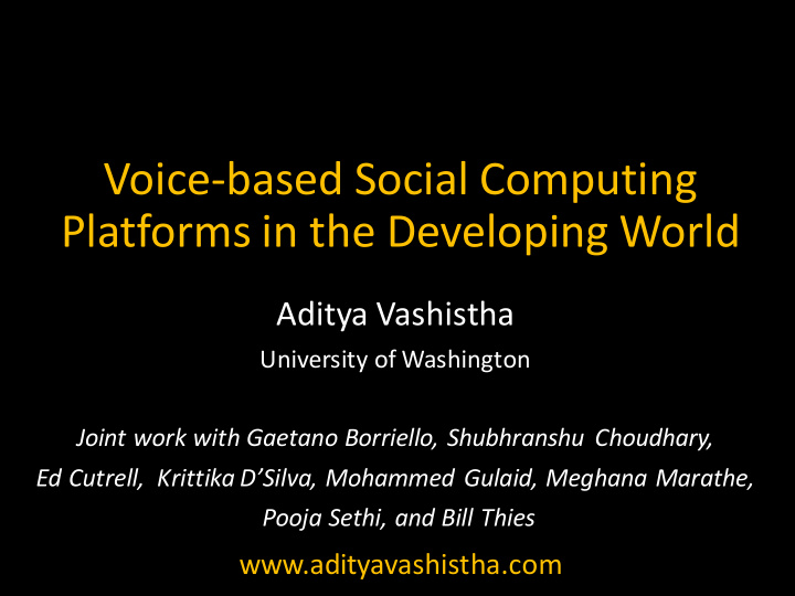 voice based social computing