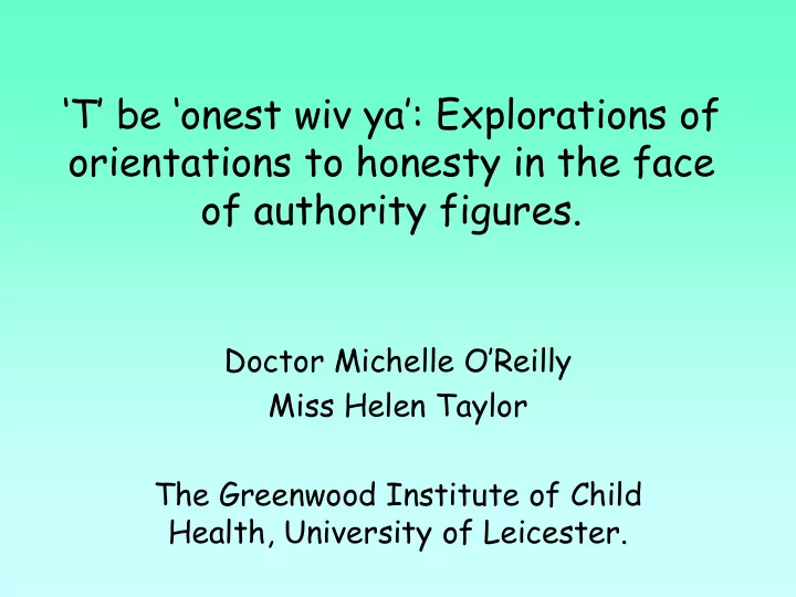 orientations to honesty in the face
