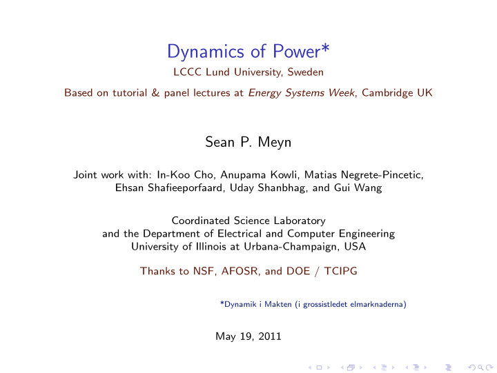 dynamics of power