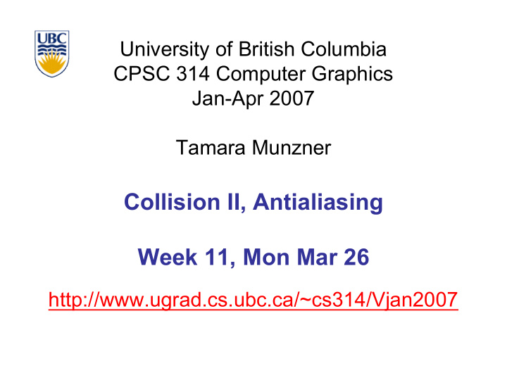 collision ii antialiasing week 11 mon mar 26