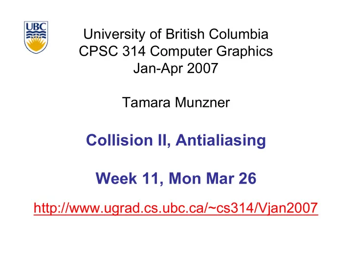 collision ii antialiasing week 11 mon mar 26
