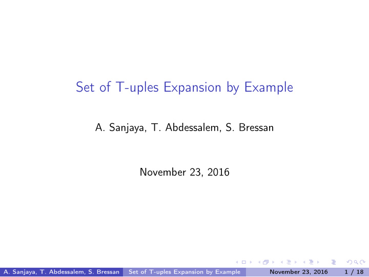 set of t uples expansion by example