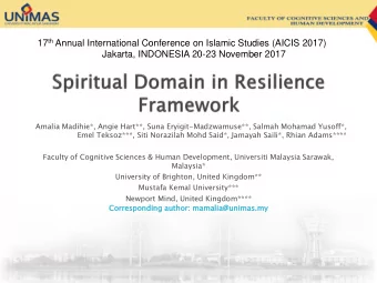17 th Annual International Conference on Islamic Studies (AICIS 2017)  Jakarta, INDONESIA 20-23