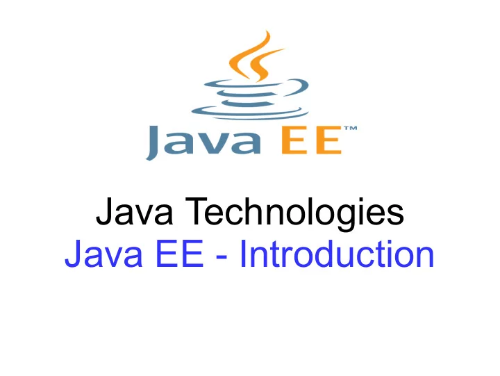 java technologies java ee introduction