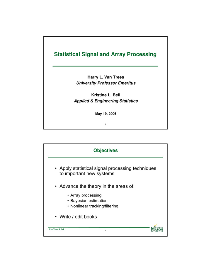 statistical signal and array processing
