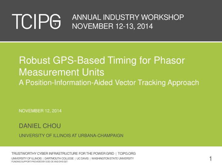 robust gps based timing for phasor measurement units